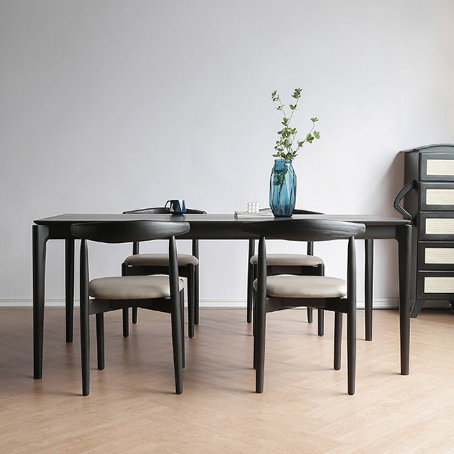 Set da pranzo moderno nero Set da pranzo con gambe in legno rettangolari da 1/2/5 pezzi per interni
