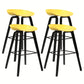 Scandinavian Bucket Stool Plastic Bar Stool with Solid Wood Legs