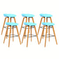 Scandinavian Bucket Stool Plastic Bar Stool with Solid Wood Legs