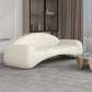 Contemporary Tight Back Sofa Couch Curved Settee Couch in White