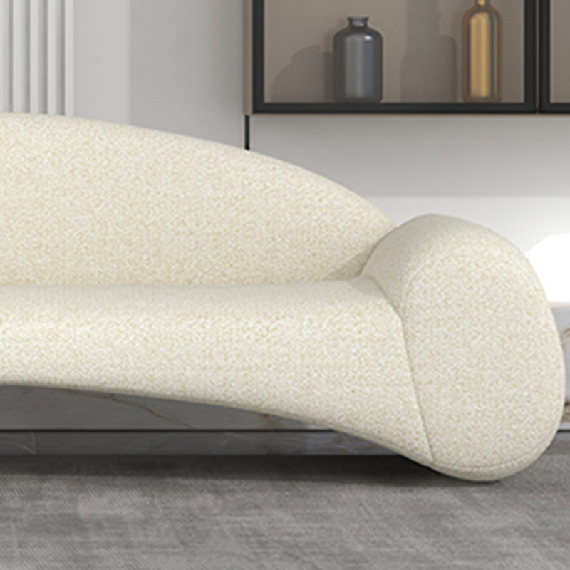 Contemporary Tight Back Sofa Couch Curved Settee Couch in White