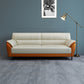Genuine Leather Stain Resistant Contemporary Settee Couch in Orange and White Clearhalo 'furn' 'furn_sofas' 'Furniture' 'Living Room Furniture' 'Sofa' 'sofas' 5565686