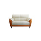Genuine Leather Stain Resistant Contemporary Settee Couch in Orange and White Clearhalo 'furn' 'furn_sofas' 'Furniture' 'Living Room Furniture' 'Sofa' 'sofas' 5565695