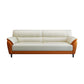 Genuine Leather Stain Resistant Contemporary Settee Couch in Orange and White 83"L x 31.5"W x 33"H Clearhalo 'furn' 'furn_sofas' 'Furniture' 'Living Room Furniture' 'Sofa' 'sofas' 5565696