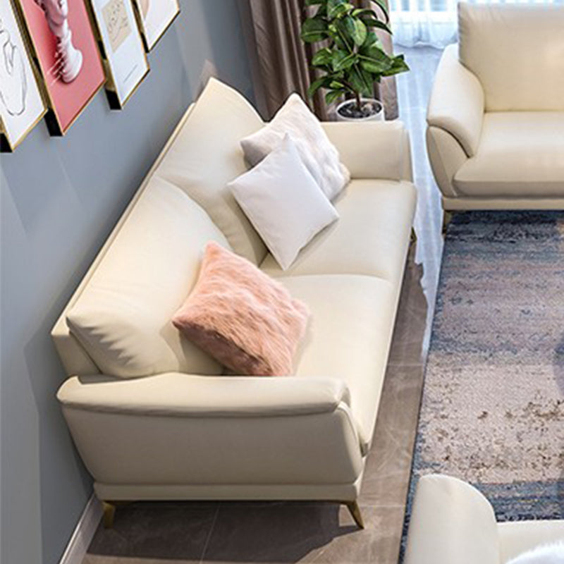 Panchina di divano standard contemporanea in pelle resistente alla macchia in bianco