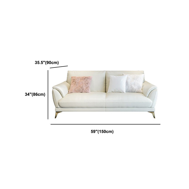 Panchina di divano standard contemporanea in pelle resistente alla macchia in bianco