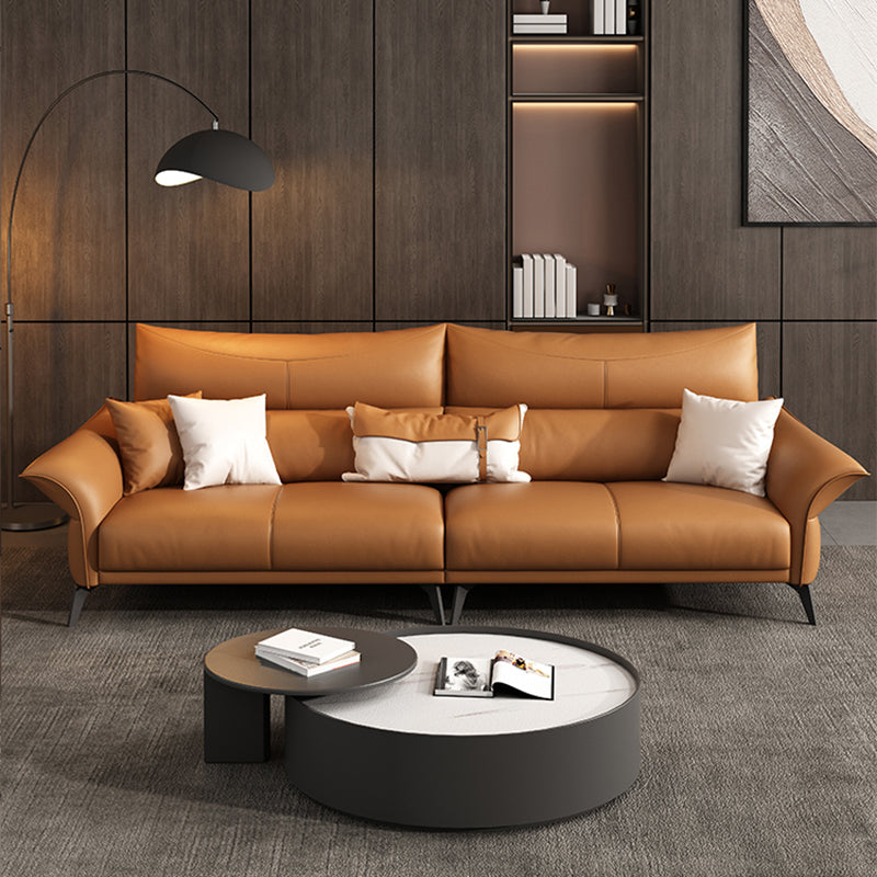 Cuscino cucito contemporaneo posteriore standard braccio svasato divano in pelle genuina