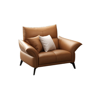 Cuscino cucito contemporaneo posteriore standard braccio svasato divano in pelle genuina