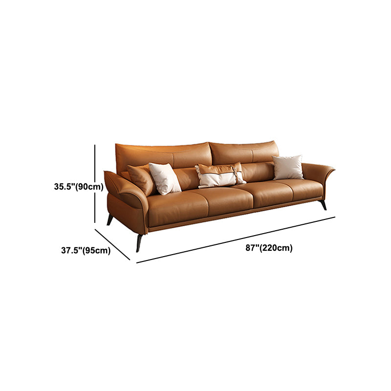 Cuscino cucito contemporaneo posteriore standard braccio svasato divano in pelle genuina