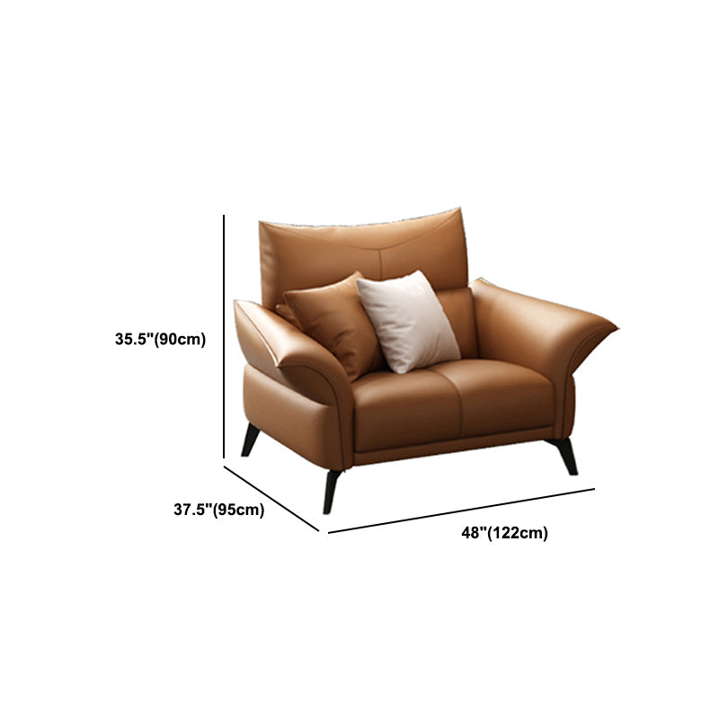 Cuscino cucito contemporaneo posteriore standard braccio svasato divano in pelle genuina