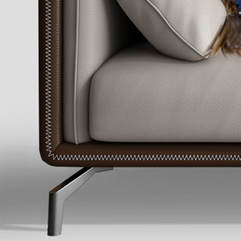 Contemporary Stationary Genuine Leather Stain Resistant Sofa for Living Room