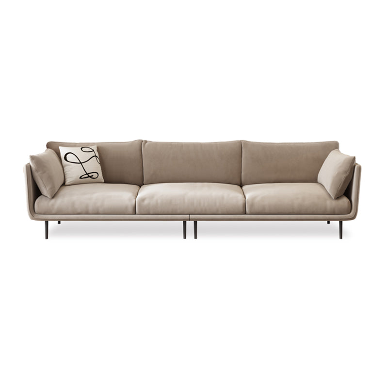 Contemporary Sofa CouchStandard Square Arm Settee Bench with Pillows Brown Clearhalo 'furn' 'furn_sofas' 'Furniture' 'Living Room Furniture' 'Sofa' 'sofas' 5565850