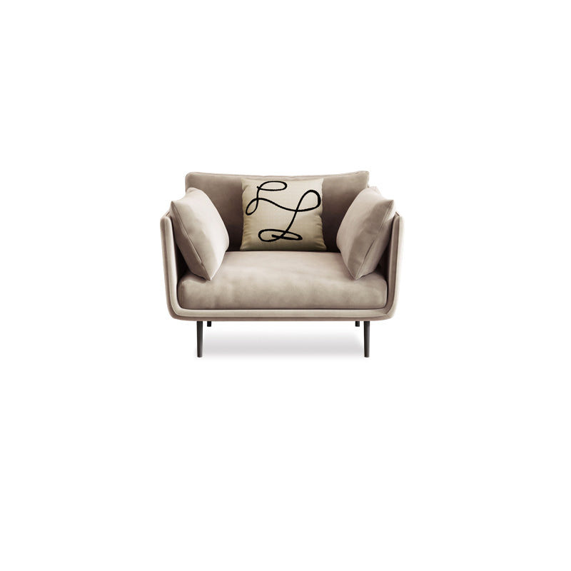 Contemporary Sofa CouchStandard Square Arm Settee Bench with Pillows 43"L x 36"W x 31"H Brown Clearhalo 'furn' 'furn_sofas' 'Furniture' 'Living Room Furniture' 'Sofa' 'sofas' 5565855