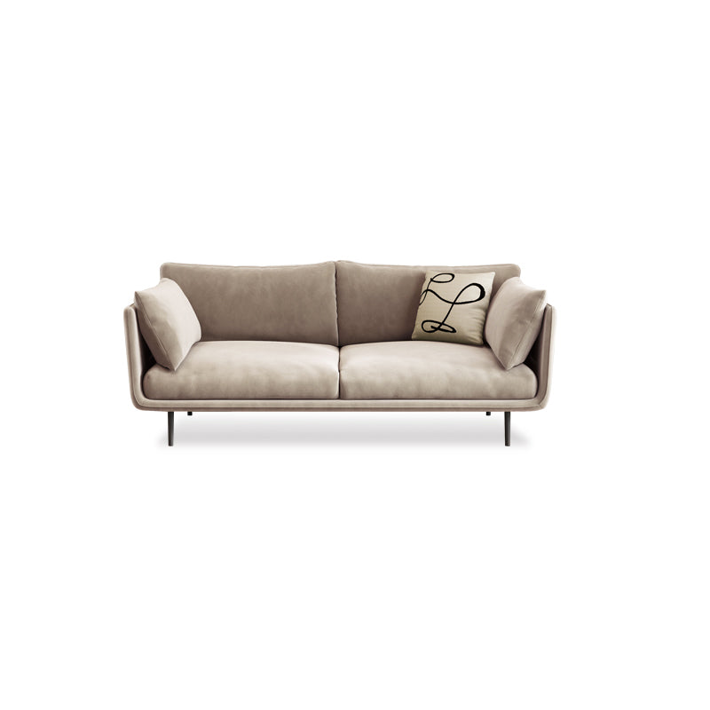 Contemporary Sofa CouchStandard Square Arm Settee Bench with Pillows 70"L x 36"W x 31"H Brown Clearhalo 'furn' 'furn_sofas' 'Furniture' 'Living Room Furniture' 'Sofa' 'sofas' 5565859