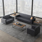 Black Square Arm Sofa Contemporary Standard Sofa for Living Room, 27.55" W