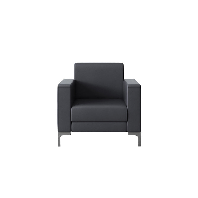 Black Square Arm Sofa Contemporary Standard Sofa for Living Room, 27.55" W