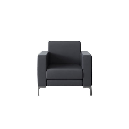 Black Square Arm Sofa Contemporary Standard Sofa for Living Room, 27.55" W