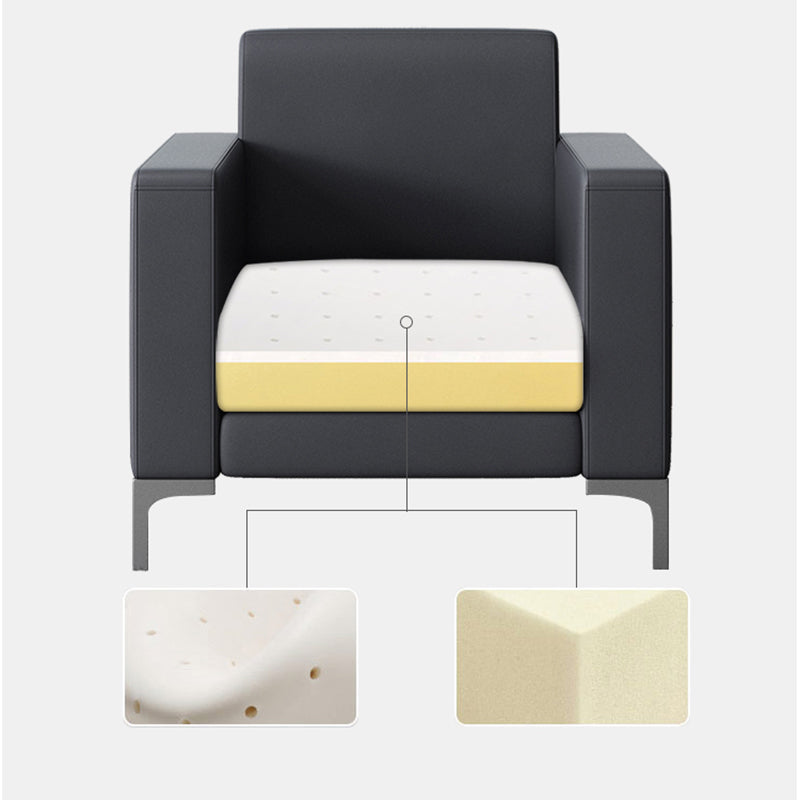 Black Square Arm Sofa Contemporary Standard Sofa for Living Room, 27.55" W