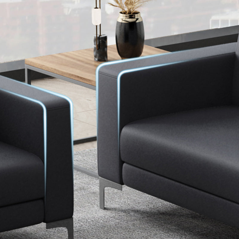 Black Square Arm Sofa Contemporary Standard Sofa for Living Room, 27.55" W