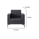Black Square Arm Sofa Contemporary Standard Sofa for Living Room, 27.55" W