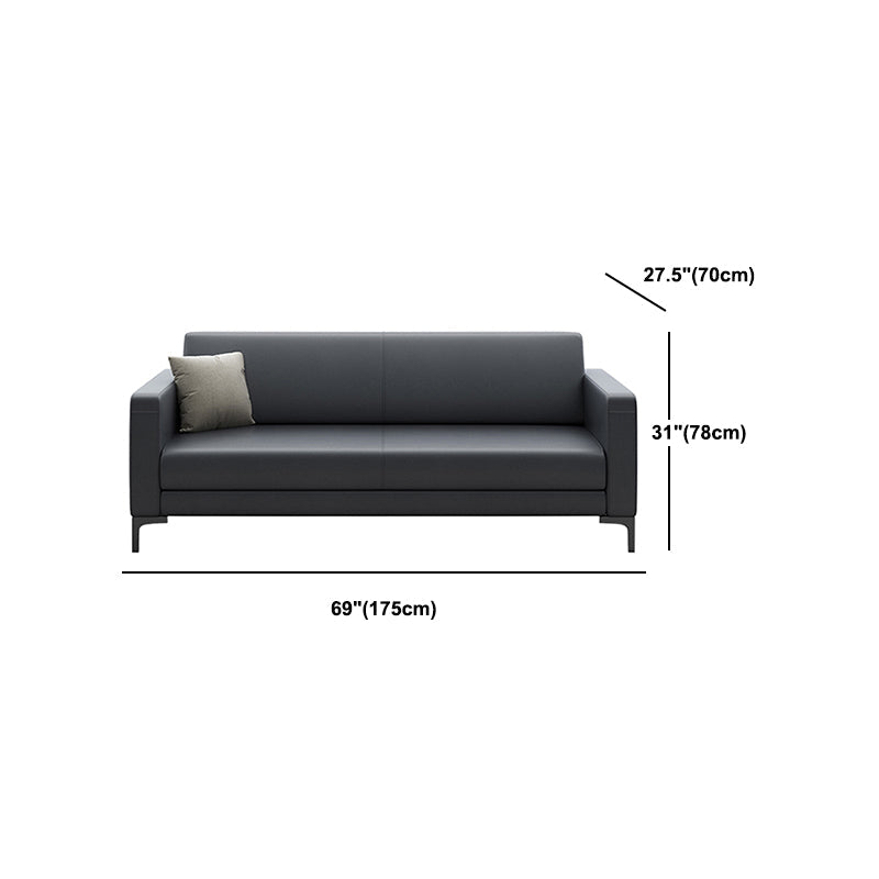 Black Square Arm Sofa Contemporary Standard Sofa for Living Room, 27.55" W