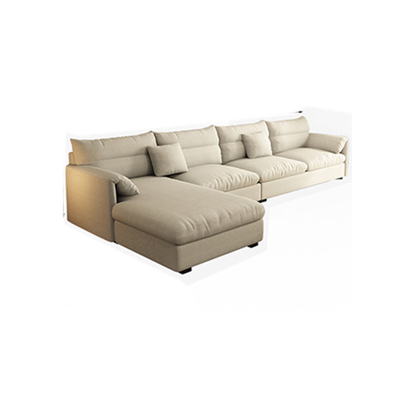 Nordic Square Arm Sofa & Chaise Loose Back Cushions Sofa - 26.77" H 138"L x 67"W x 27"H Off-White Left Clearhalo 'furn' 'furn_sectionals' 'Furniture' 'Living Room Furniture' 'Sectionals' 5566015
