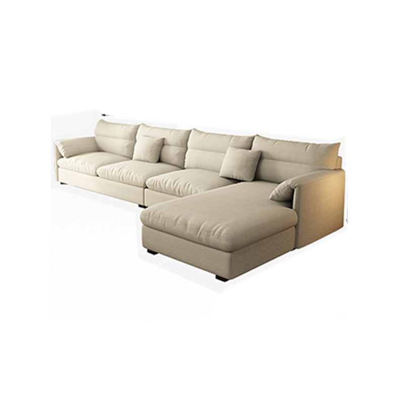 Nordic Square Arm Sofa & Chaise Loose Back Cushions Sofa - 26.77" H 138"L x 67"W x 27"H Off-White Right Clearhalo 'furn' 'furn_sectionals' 'Furniture' 'Living Room Furniture' 'Sectionals' 5566017