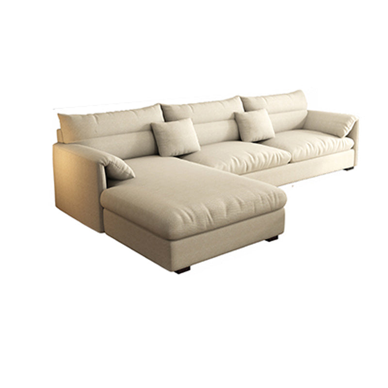 Nordic Square Arm Sofa & Chaise Loose Back Cushions Sofa - 26.77" H 106"L x 67"W x 27"H Off-White Left Clearhalo 'furn' 'furn_sectionals' 'Furniture' 'Living Room Furniture' 'Sectionals' 5566028