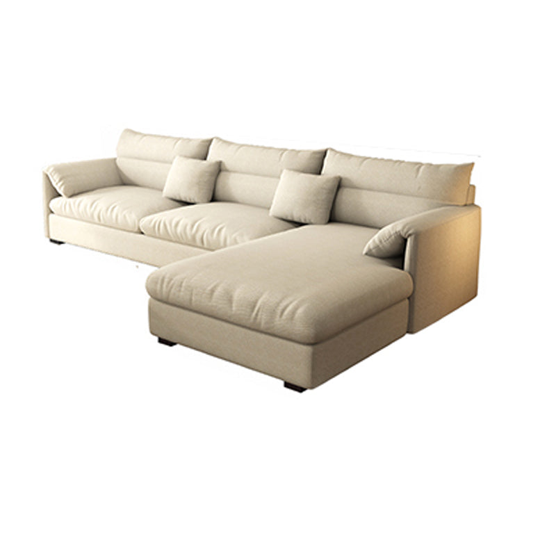 Nordic Square Arm Sofa & Chaise Loose Back Cushions Sofa - 26.77" H 106"L x 67"W x 27"H Off-White Right Clearhalo 'furn' 'furn_sectionals' 'Furniture' 'Living Room Furniture' 'Sectionals' 5566029