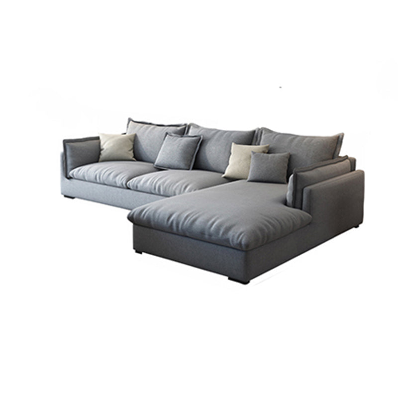 Nordic Square Arm Sofa & Chaise Loose Back Cushions Sofa - 26.77" H 106"L x 67"W x 27"H Gray Right Clearhalo 'furn' 'furn_sectionals' 'Furniture' 'Living Room Furniture' 'Sectionals' 5566031