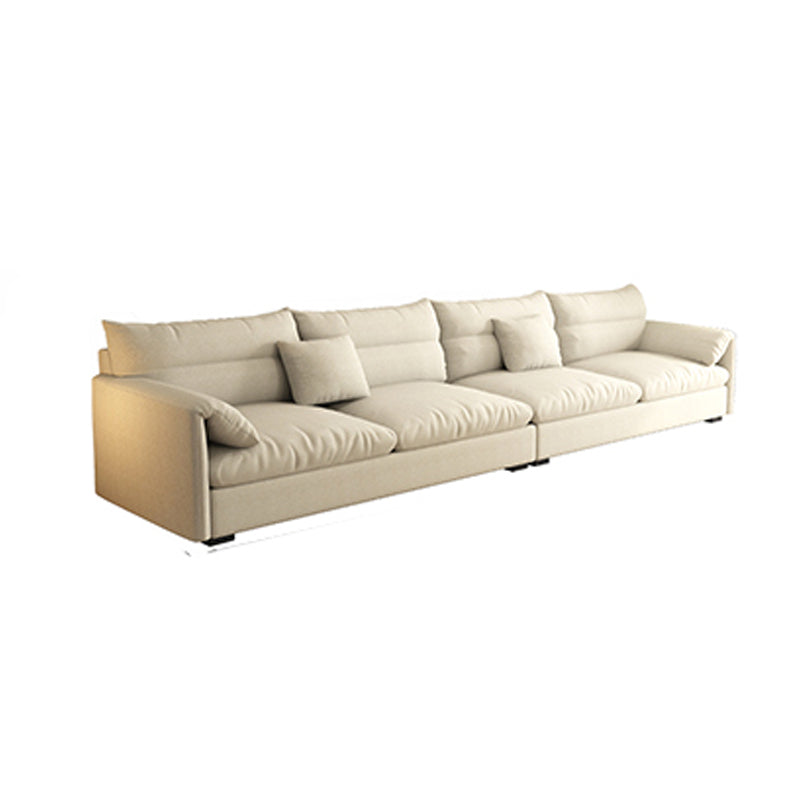 Nordic Square Arm Sofa & Chaise Loose Back Cushions Sofa - 26.77" H 110"L x 35"W x 27"H Off-White Horizontal Clearhalo 'furn' 'furn_sectionals' 'Furniture' 'Living Room Furniture' 'Sectionals' 5566035