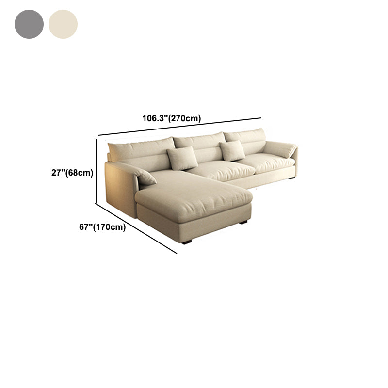 Nordic Square Arm Sofa & Chaise Loose Back Cushions Sofa - 26.77" H Clearhalo 'furn' 'furn_sectionals' 'Furniture' 'Living Room Furniture' 'Sectionals' 5566045