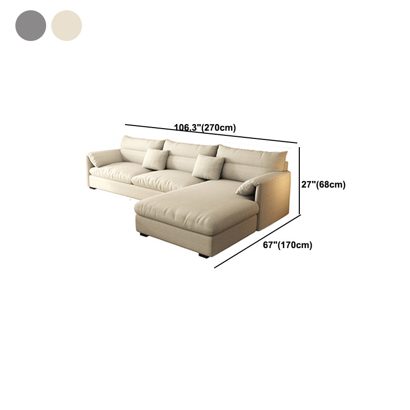 Nordic Square Arm Sofa & Chaise Loose Back Cushions Sofa - 26.77" H Clearhalo 'furn' 'furn_sectionals' 'Furniture' 'Living Room Furniture' 'Sectionals' 5566046