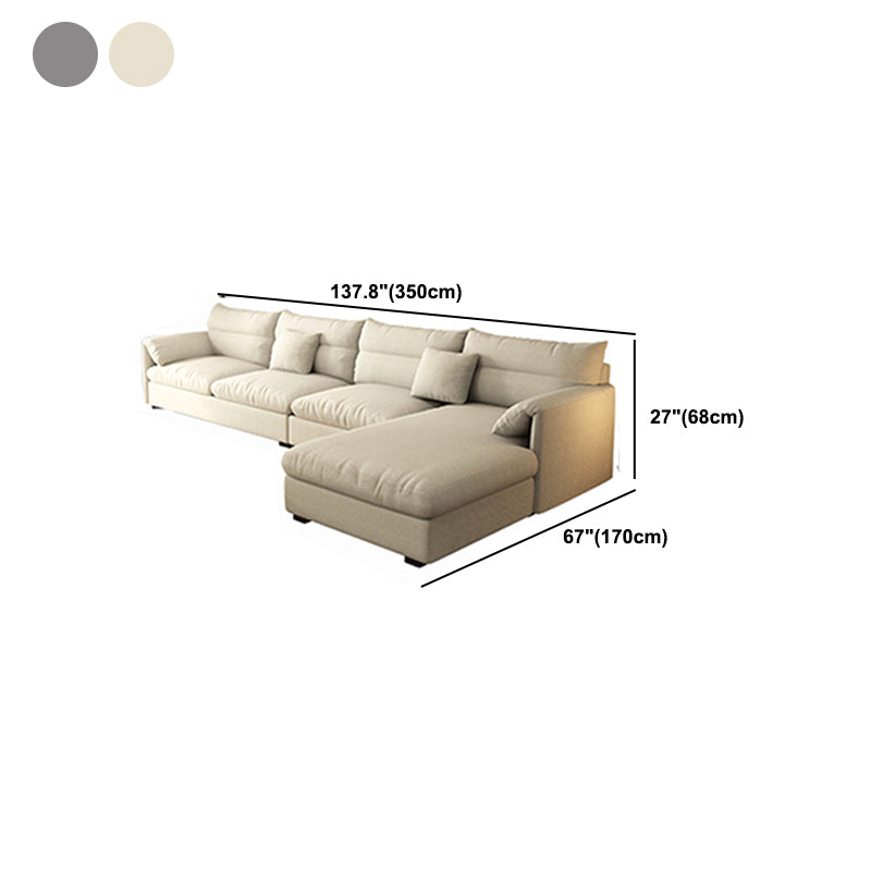 Nordic Square Arm Sofa & Chaise Loose Back Cushions Sofa - 26.77" H Clearhalo 'furn' 'furn_sectionals' 'Furniture' 'Living Room Furniture' 'Sectionals' 5566048