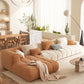 Recessed Arm Sofa & Chaise Orange/beige Velvet Sofa - 24.8" H