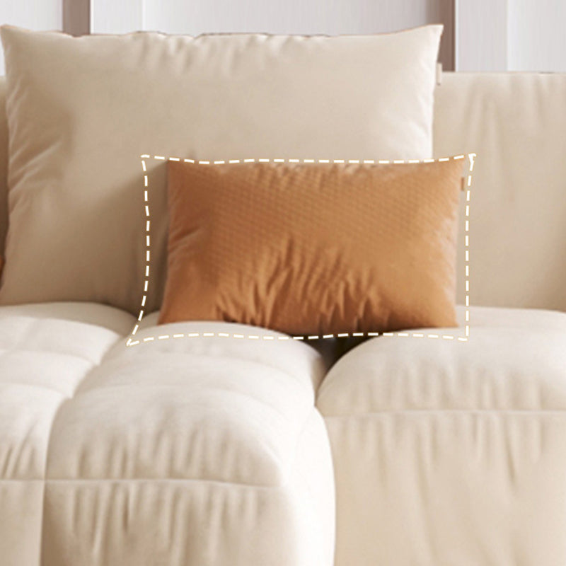 Recessed Arm Sofa & Chaise Orange/beige Velvet Sofa - 24.8" H