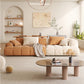 Recessed Arm Sofa & Chaise Orange/beige Velvet Sofa - 24.8" H