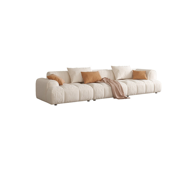 Recessed Arm Sofa & Chaise Orange/beige Velvet Sofa - 24.8" H