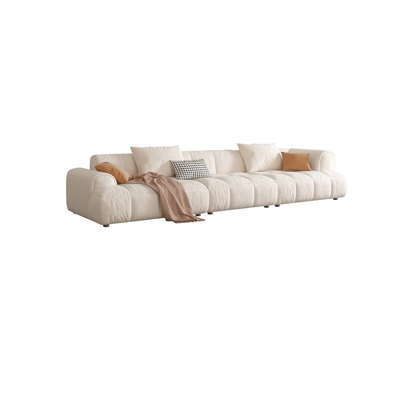 Recessed Arm Sofa & Chaise Orange/beige Velvet Sofa - 24.8" H