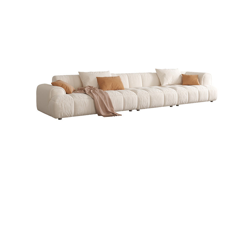 Recessed Arm Sofa & Chaise Orange/beige Velvet Sofa - 24.8" H