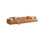 Recessed Arm Sofa & Chaise Orange/beige Velvet Sofa - 24.8" H