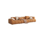 Recessed Arm Sofa & Chaise Orange/beige Velvet Sofa - 24.8" H