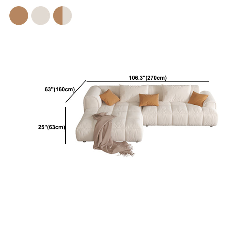 Recessed Arm Sofa & Chaise Orange/beige Velvet Sofa - 24.8" H