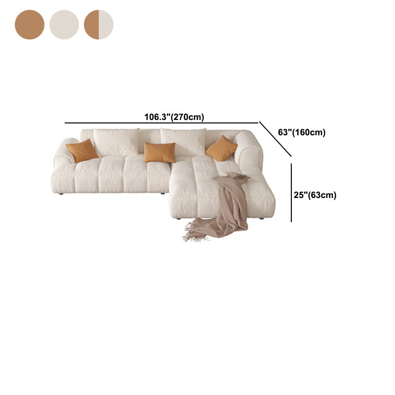 Recessed Arm Sofa & Chaise Orange/beige Velvet Sofa - 24.8" H