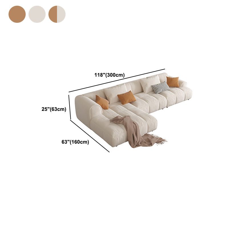Recessed Arm Sofa & Chaise Orange/beige Velvet Sofa - 24.8" H