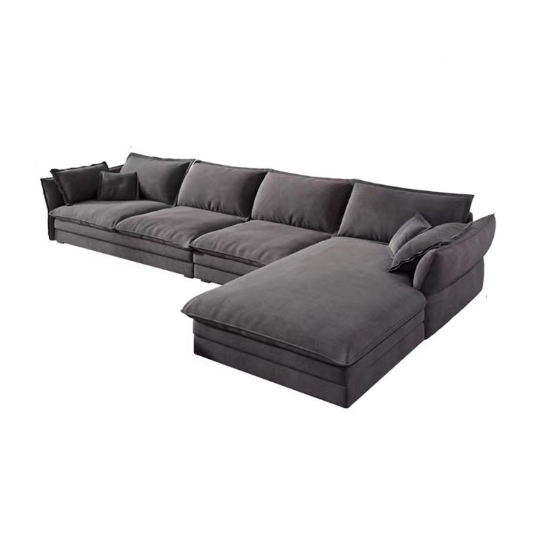 Contemporary Cushions Sofa & Chaise Loose Back Flared Arm Sofa