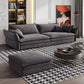 Contemporary Cushions Sofa & Chaise Loose Back Flared Arm Sofa