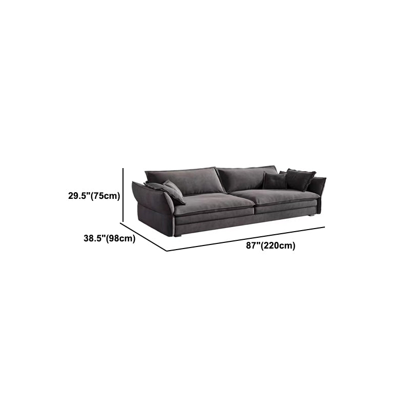 Contemporary Cushions Sofa & Chaise Loose Back Flared Arm Sofa