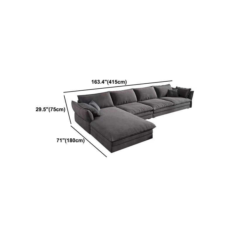 Contemporary Cushions Sofa & Chaise Loose Back Flared Arm Sofa
