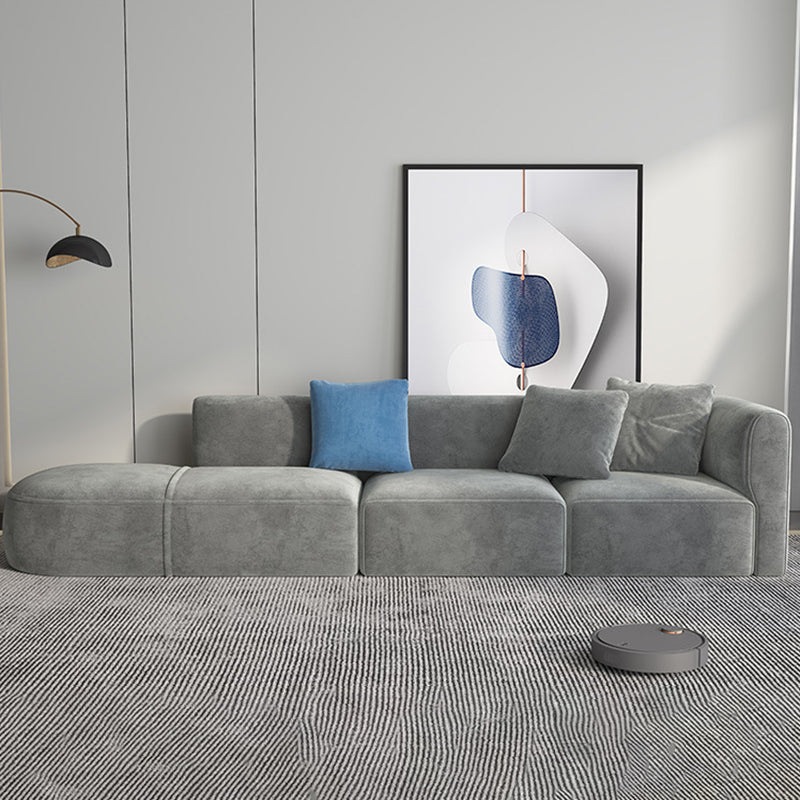 Canapé en velours gris avec chaise 68,9 "d canapé de bras carré avec oreillers